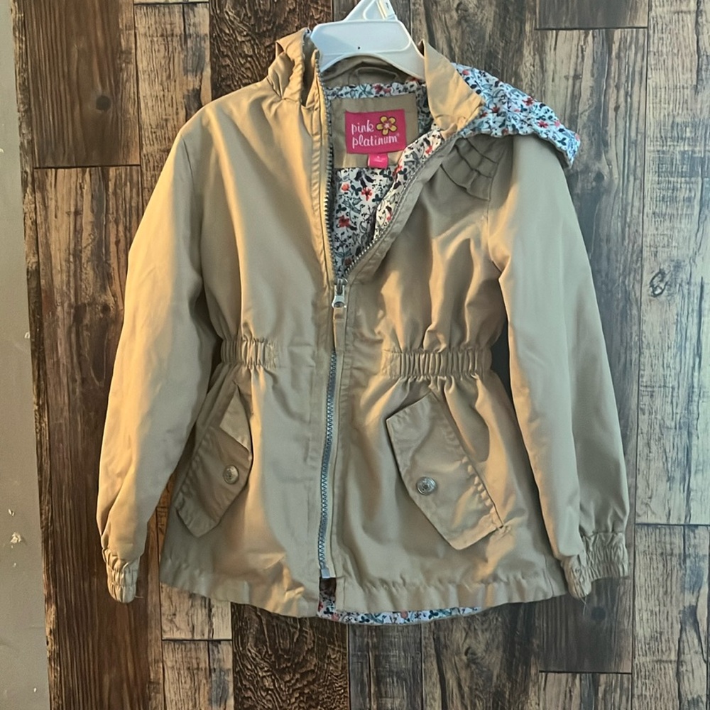 Pink platinum girls little anorak jacket size 4